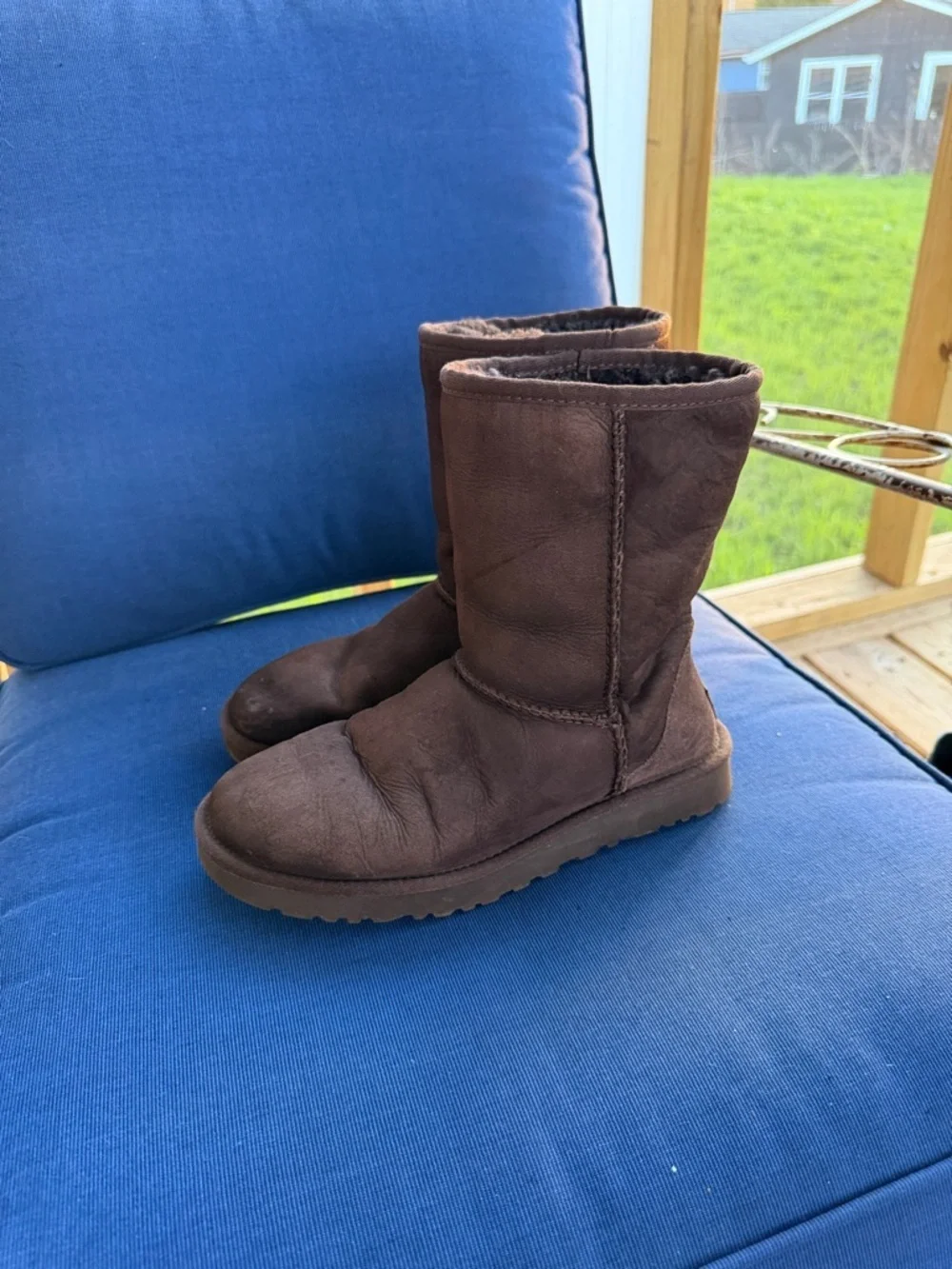 UGG Brown Suede Shearling Cuff Short Winter Boots